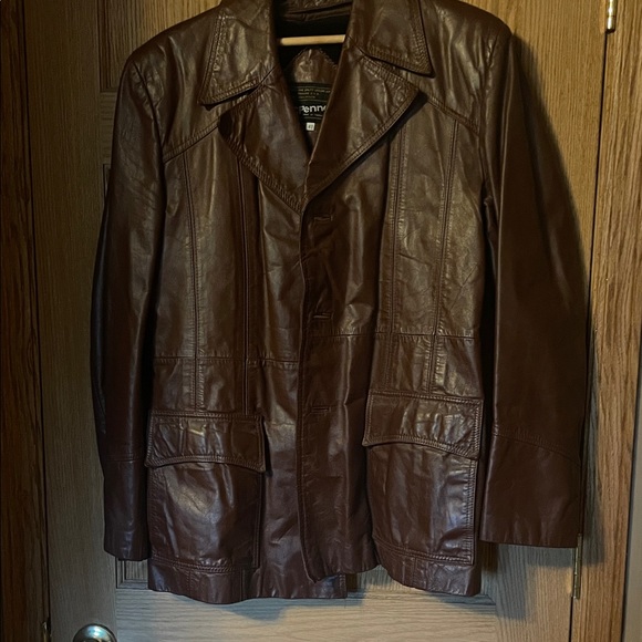 JCPenney Men's Rich Brown Leather Jacket - Picture 1 of 4